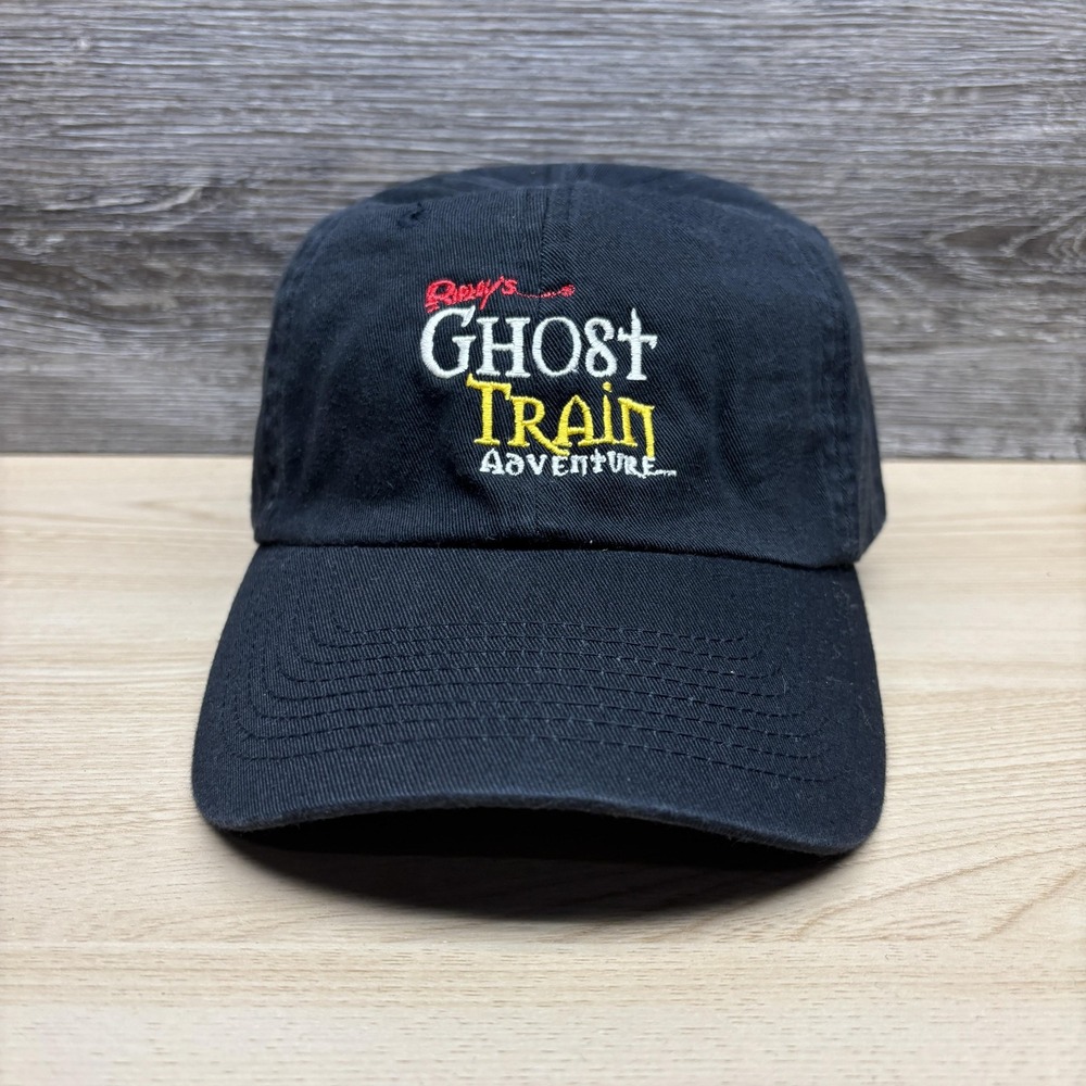 Ripleys Ghost Train Adventure Hat Cap Strap Back Black Embroidered Mens